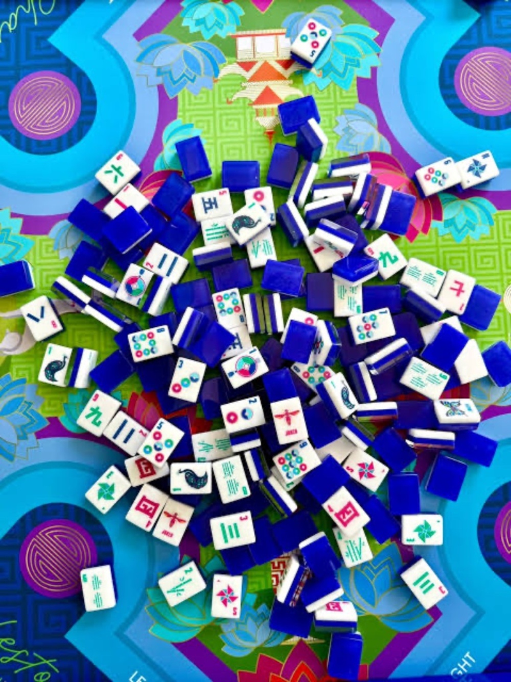 Jonathan Adler x Michaels Blue Mahjong Set with Mat & Pouch